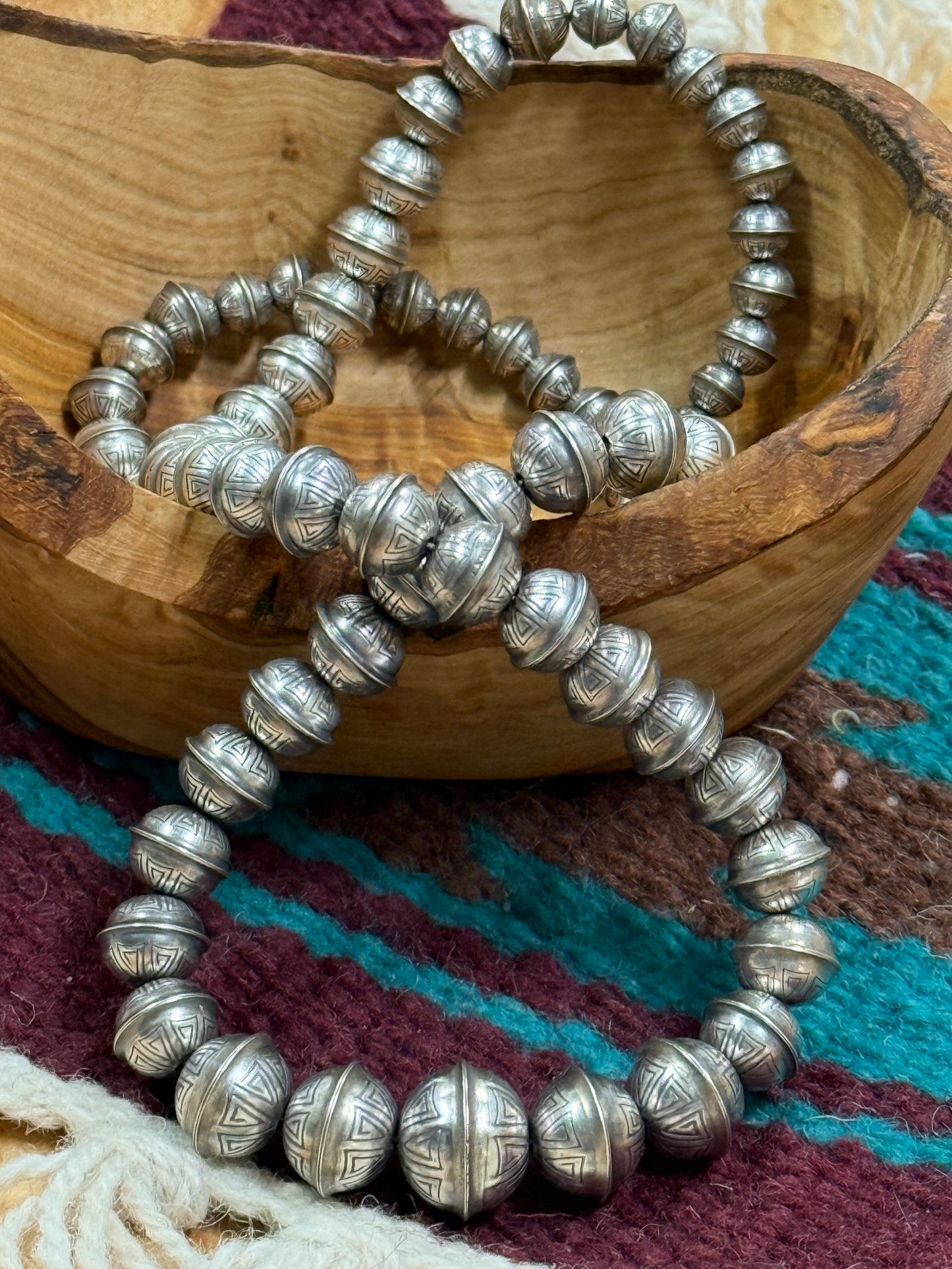 Navajo Pearl Hand Stamped Necklace