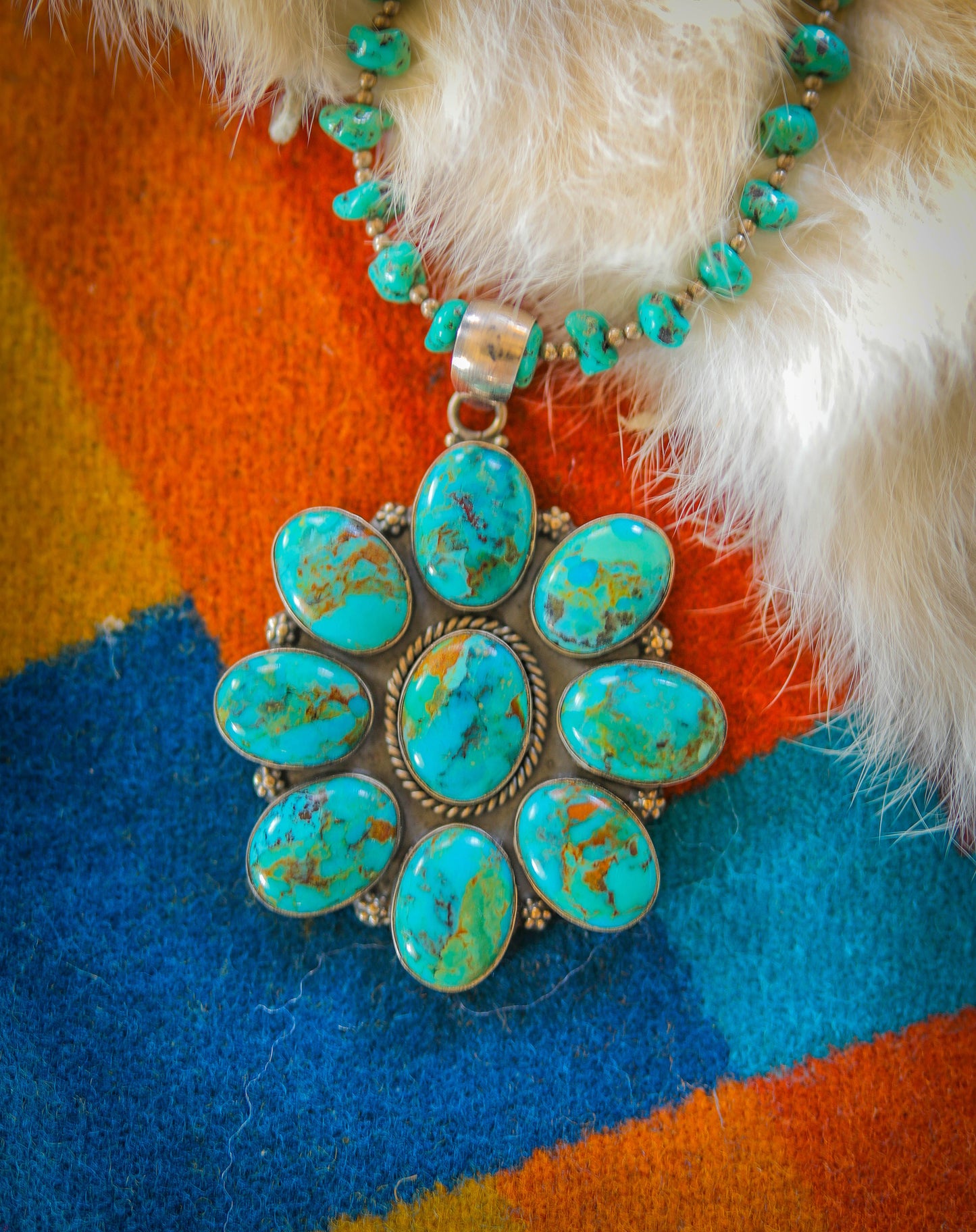 Large Cluster Pendant Kingman Turquoise