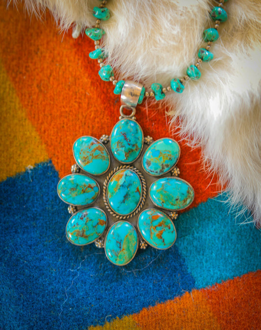 Large Cluster Pendant Kingman Turquoise