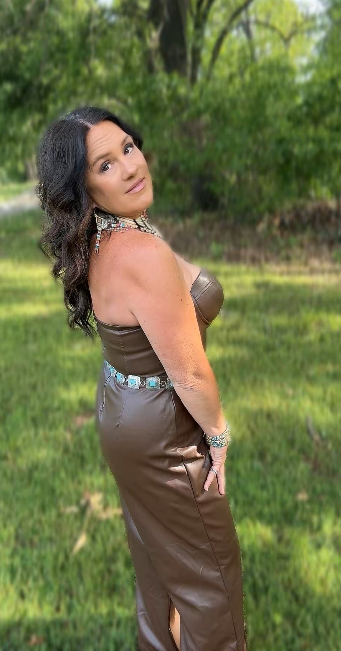 Brown Leather Jumpsuit