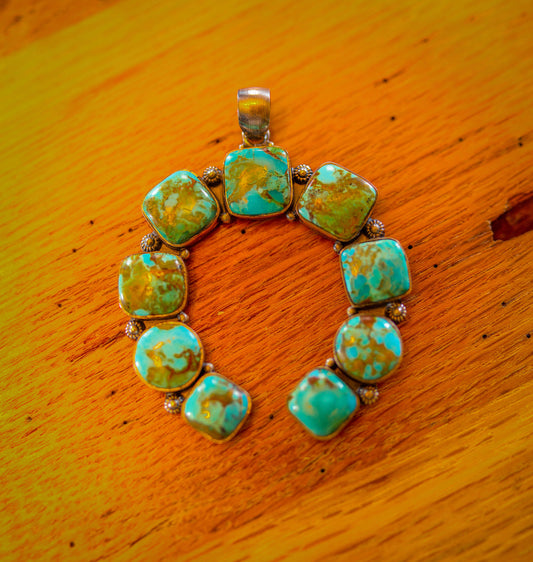 Squash Blossom Pillow Mountain Pendant Kingman Turquoise