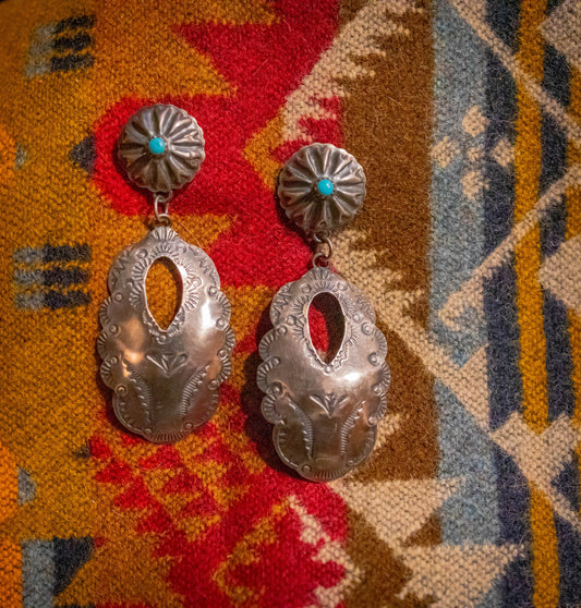 Feather Turquoise & Sterling Silver Dangle Earrings