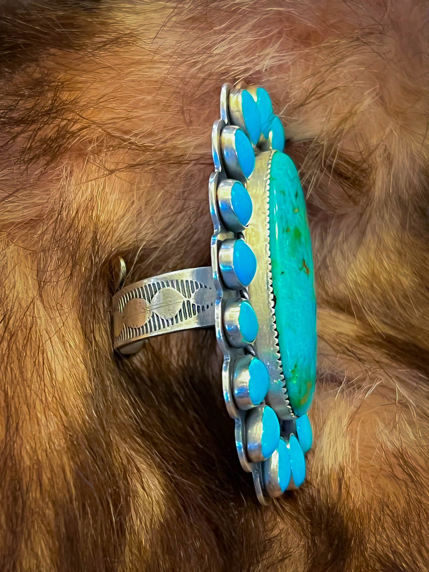Large Kingman & Sleeping Beauty Turquoise Ring