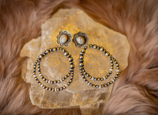 White Buffalo Turquoise Double Hoop Earrings