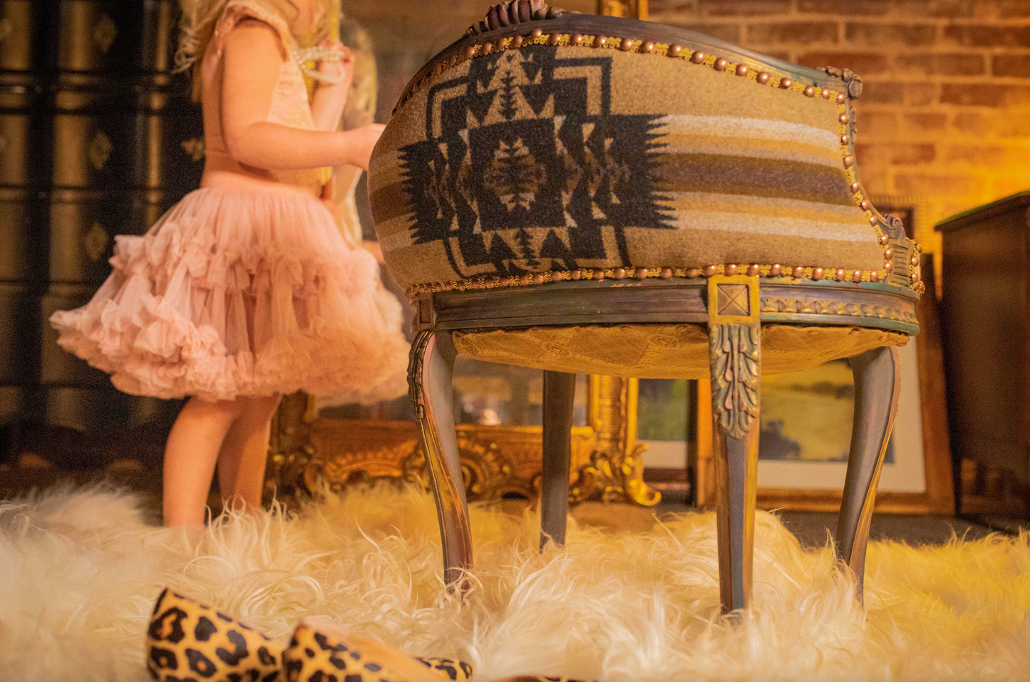 Boudoir Chair Gold Metallic Hide