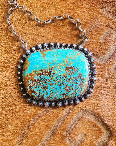 Large Medallion Kingman Turquoise by Gilbert Tom