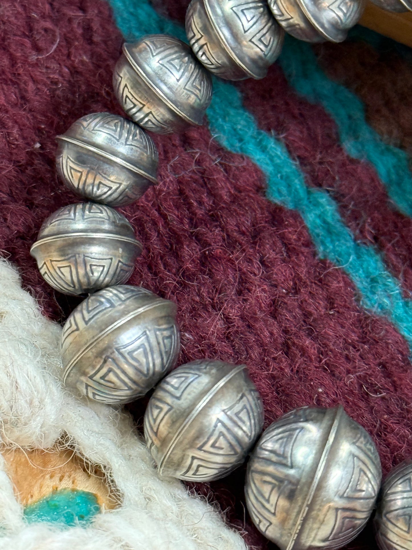 Navajo Pearl Hand Stamped Necklace