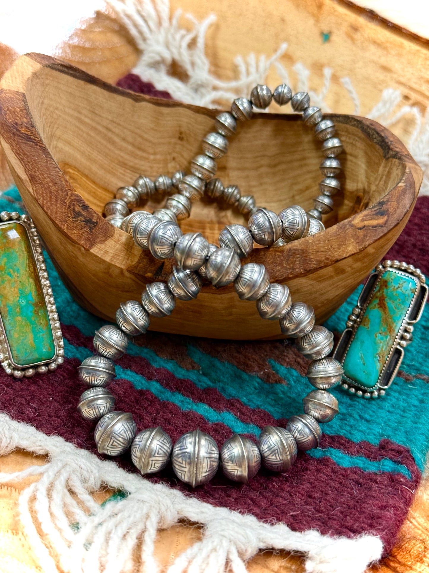 Navajo Pearl Hand Stamped Necklace