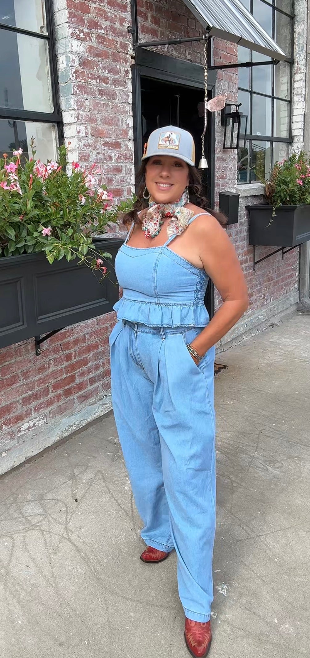 Denim Ruffle Top & Pants - MEDIUM