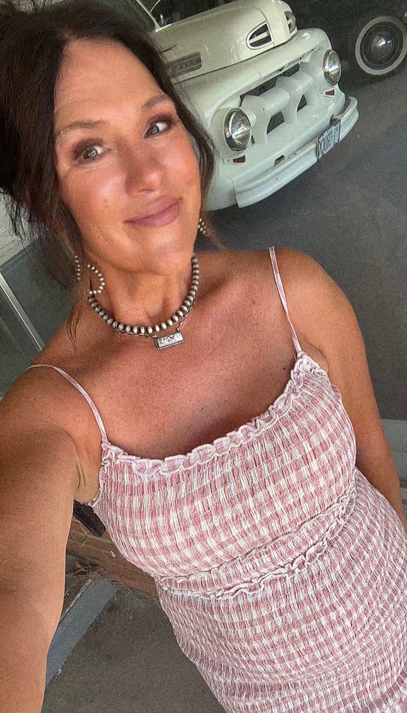 Pink Gingham Ruffle Sundress