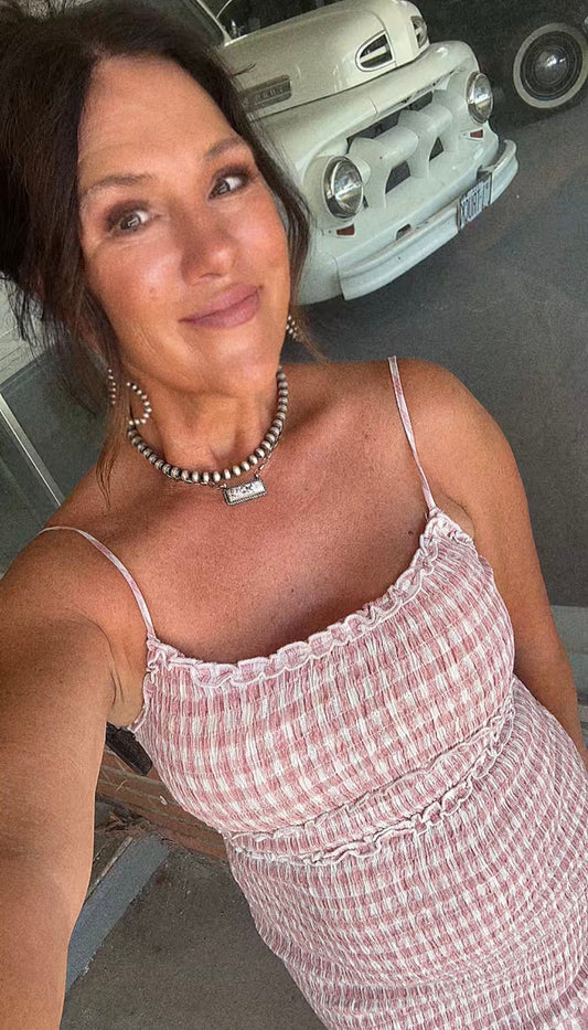 Pink Gingham Ruffle Sundress