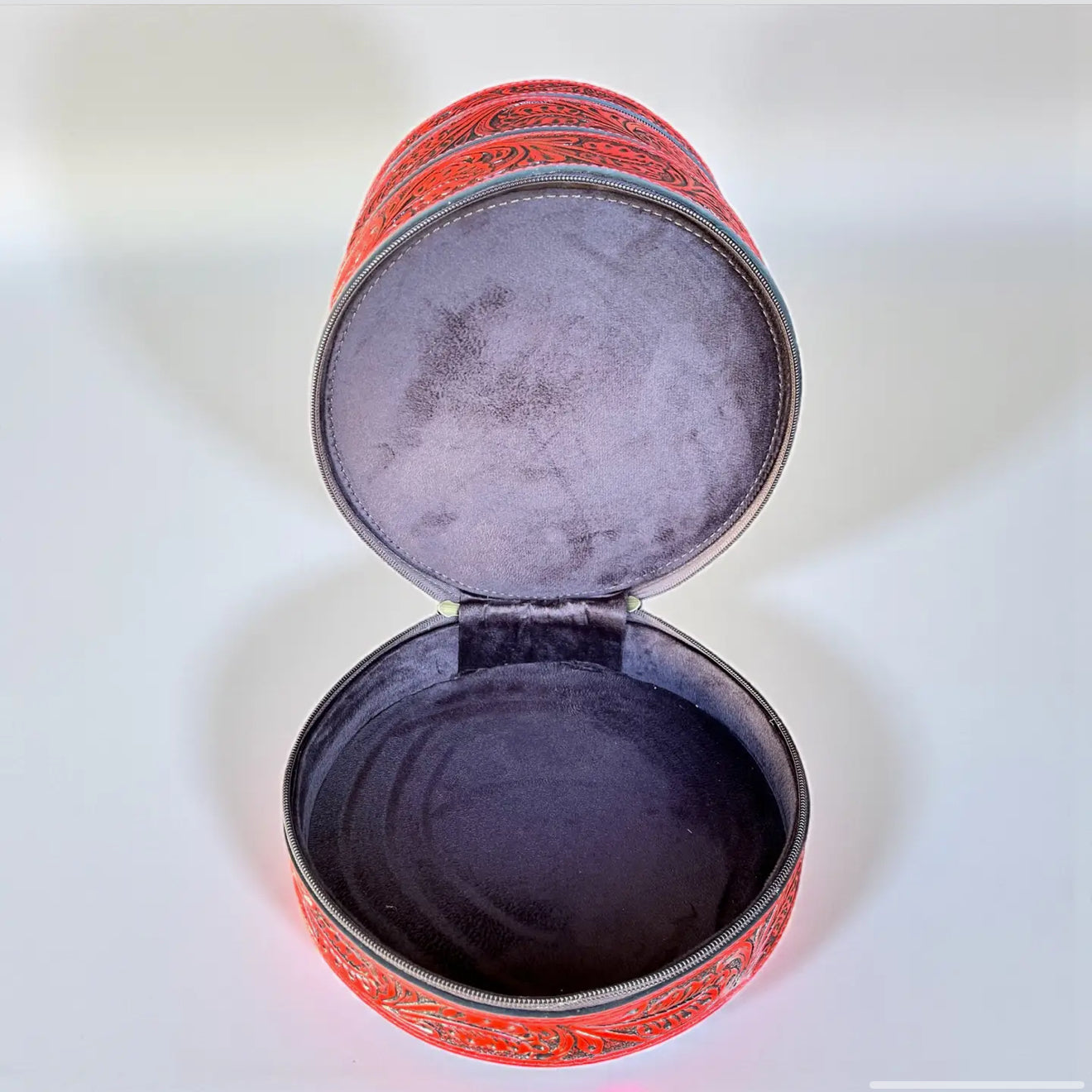 Hand Tooled Leather Jewelry Case - Tan