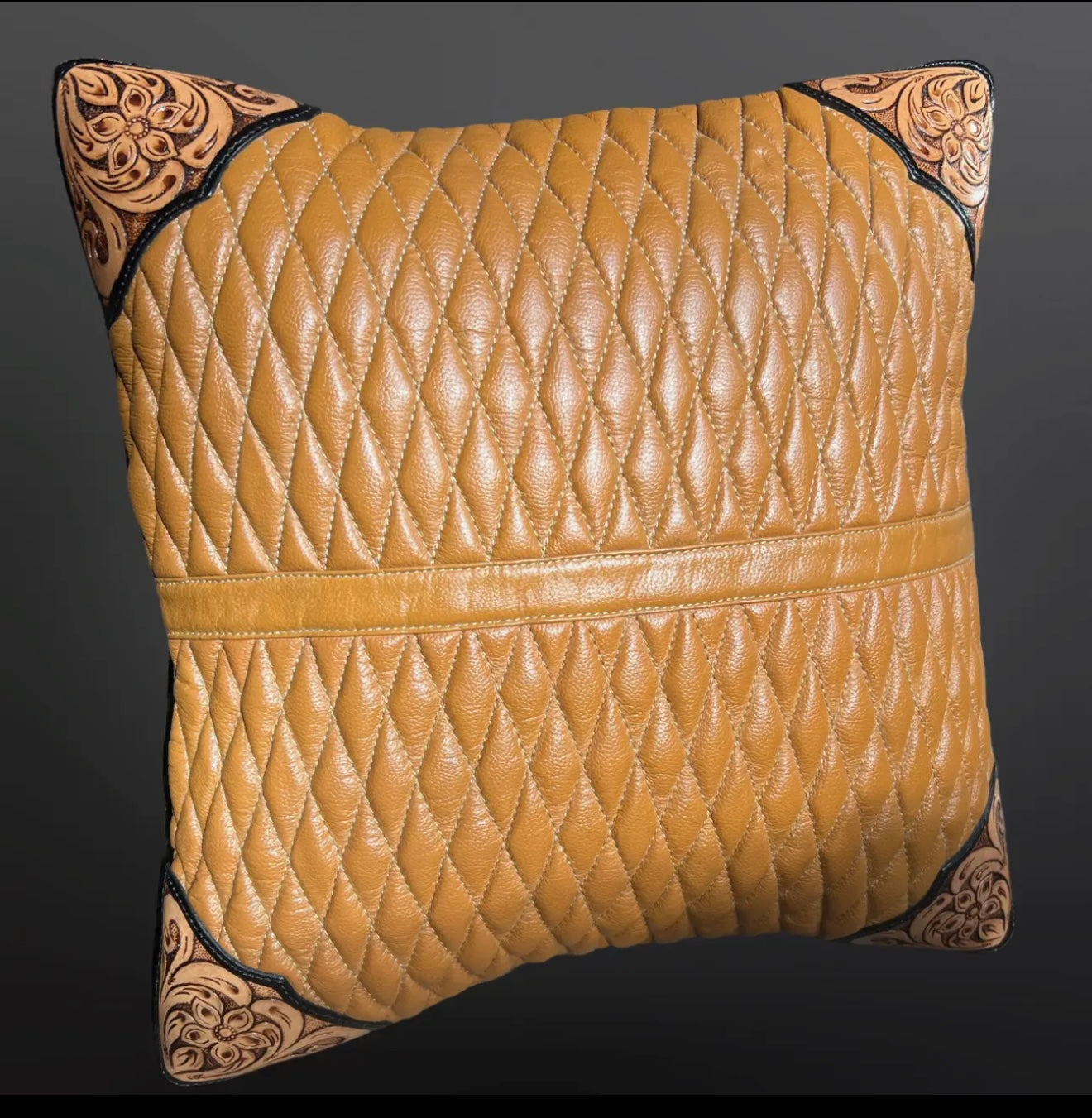 Diamond Stitch Leather Pillow 17”