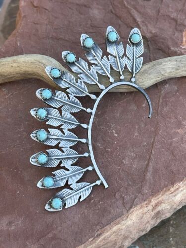 Navajo Turquoise Feathered Earring Wrap