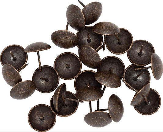 Upholstery Tacks 1 inch Nailhead 50 Count Dark Antique Brass