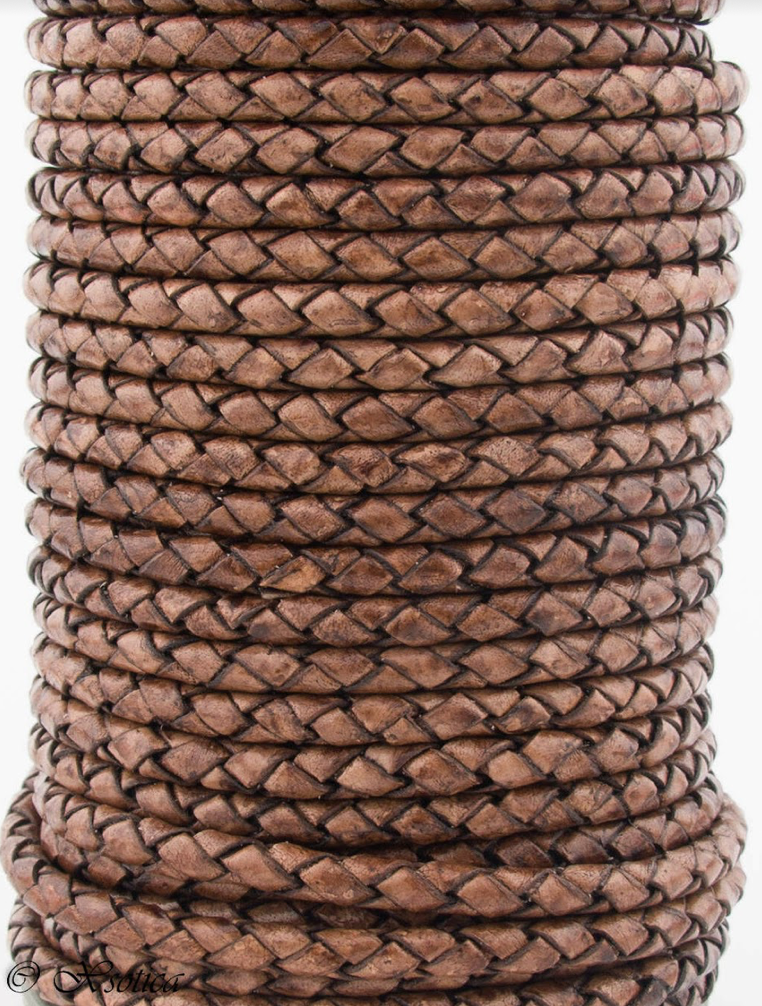 Leather Cord Trim Braided Chocolate Sold By The Foot