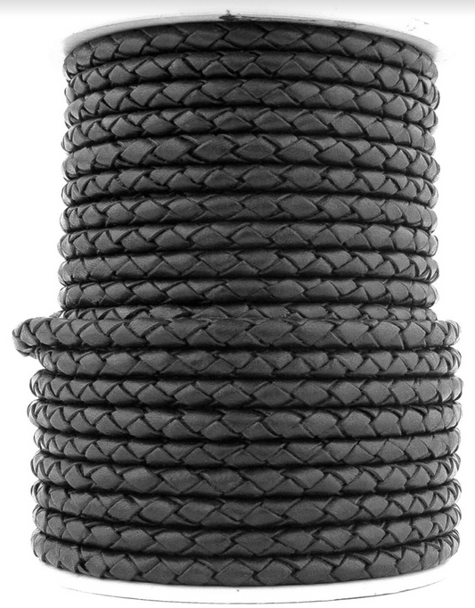 Leather Cord Trim Braided Midnight Sold By The Foot